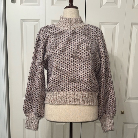 CeCe NWOT❤️ Women's Sweater Textured Cream and Purple - Picture 10 of 13